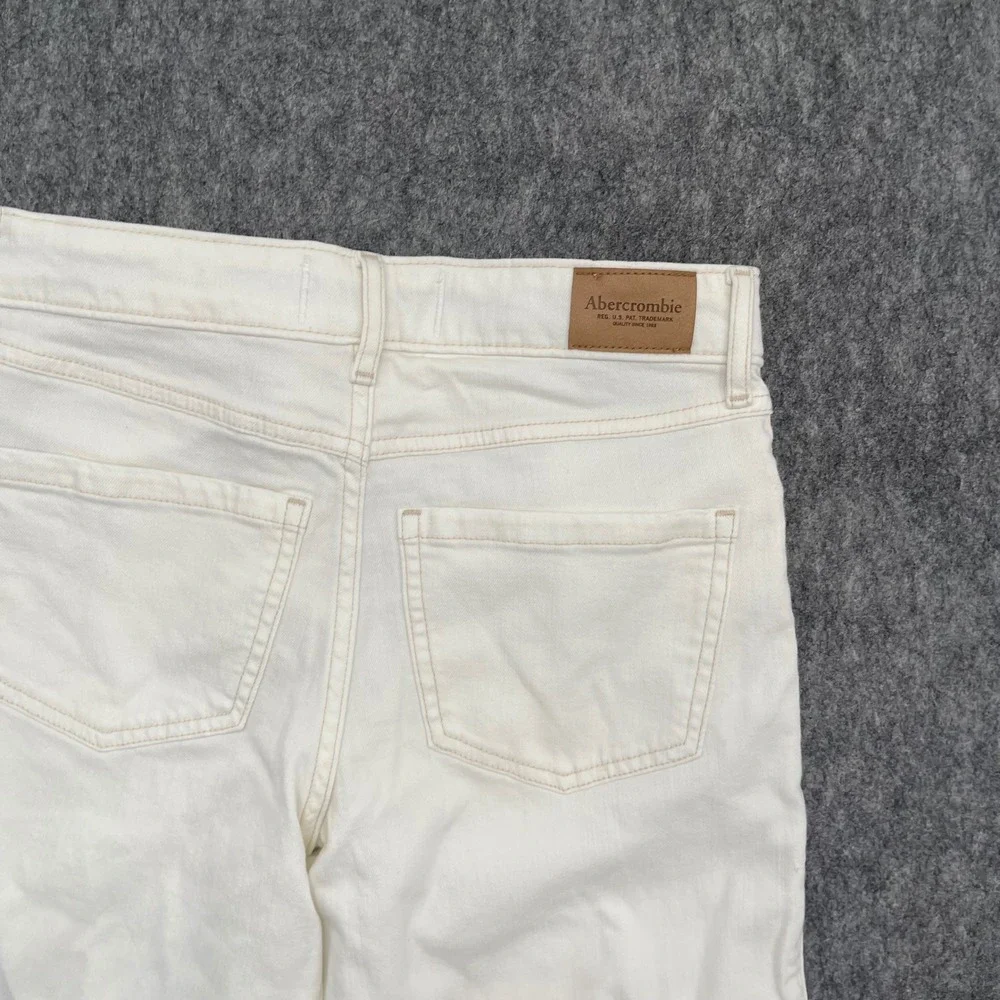 Abercrombie Wide Leg Jeans Kids 13/14 High Rise White Braided Pocket Trim New